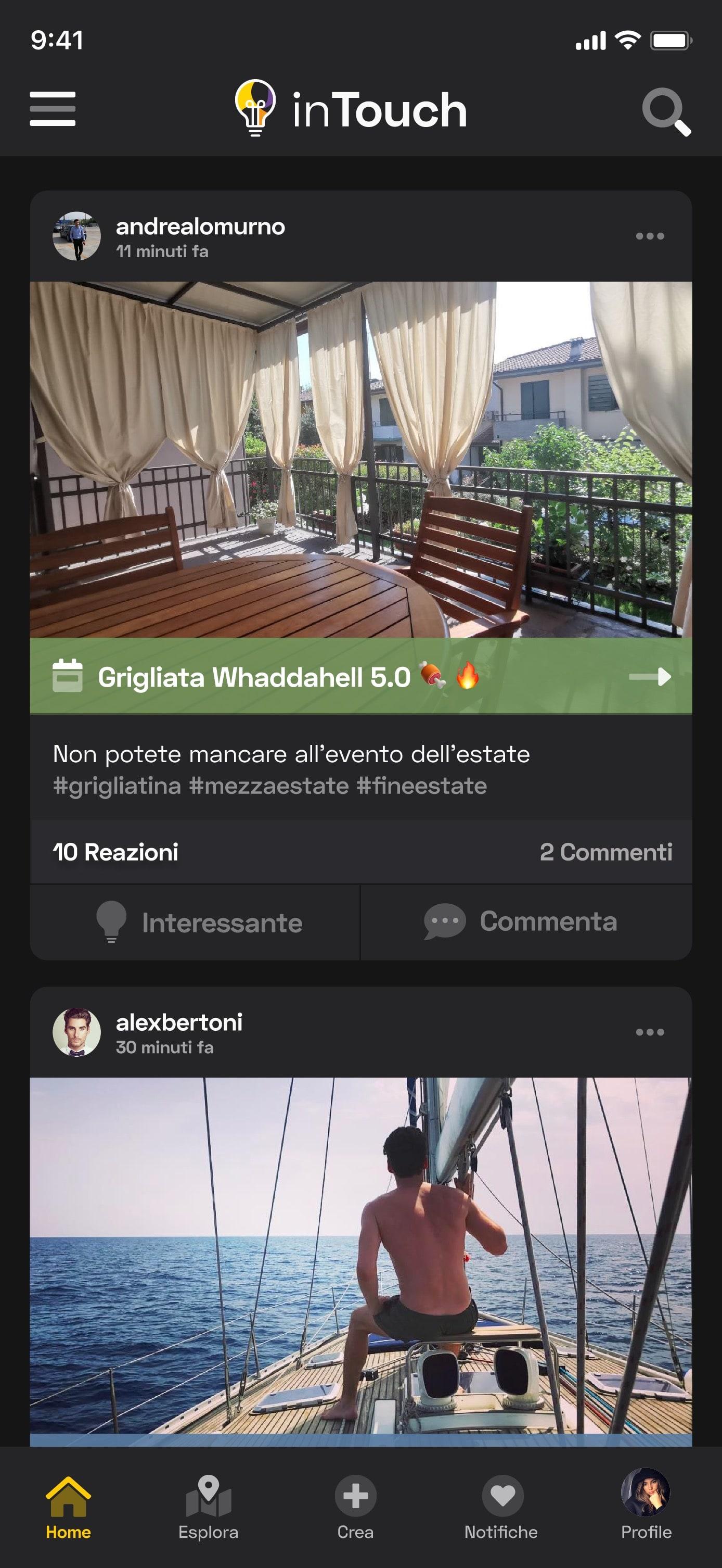 InTouch App UI - Homepage