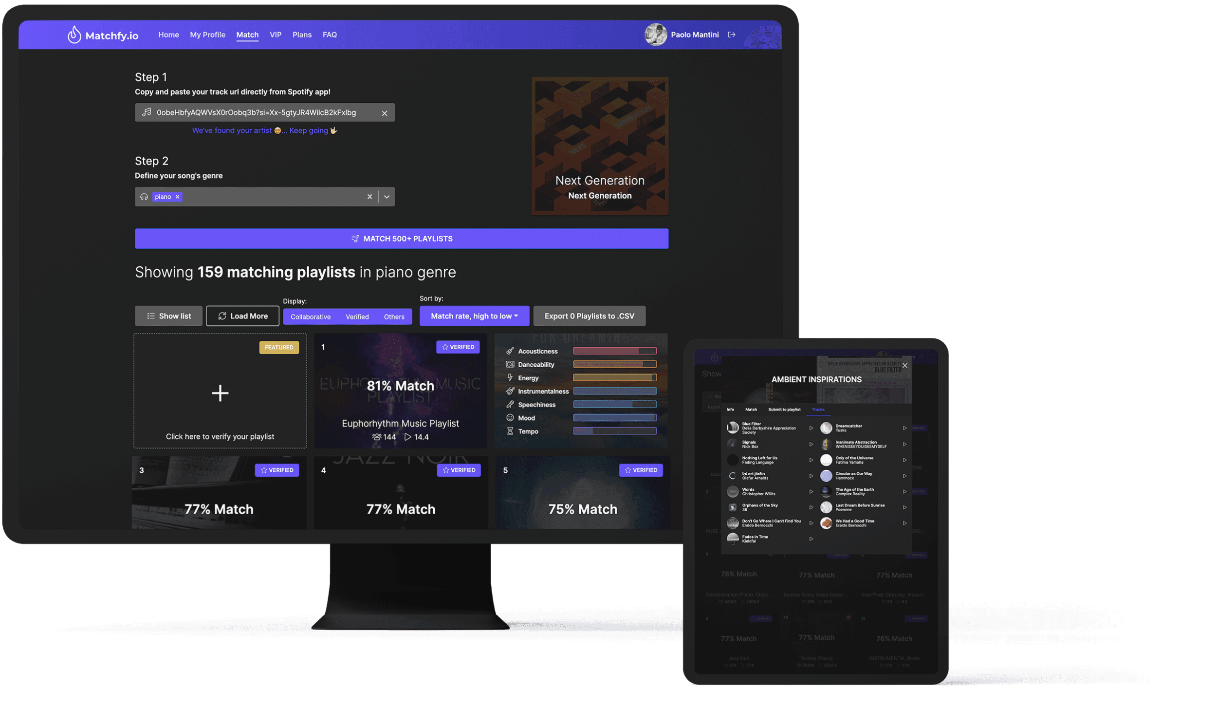 Matchfy Screens Mockup