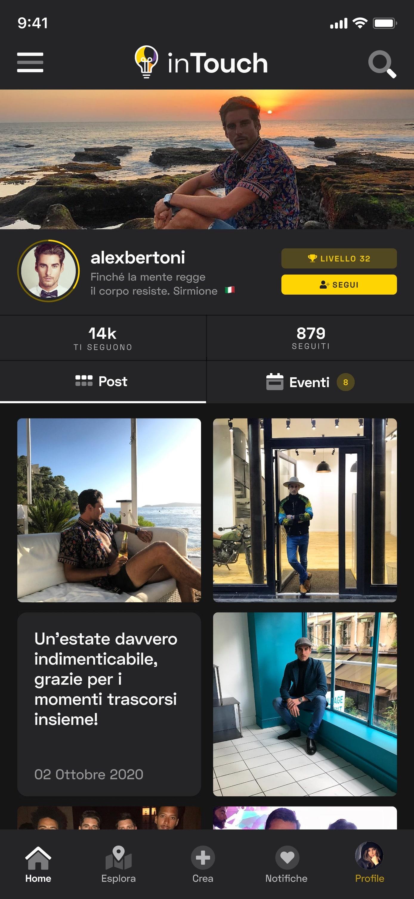 InTouch App UI - Profile Alt Timeline