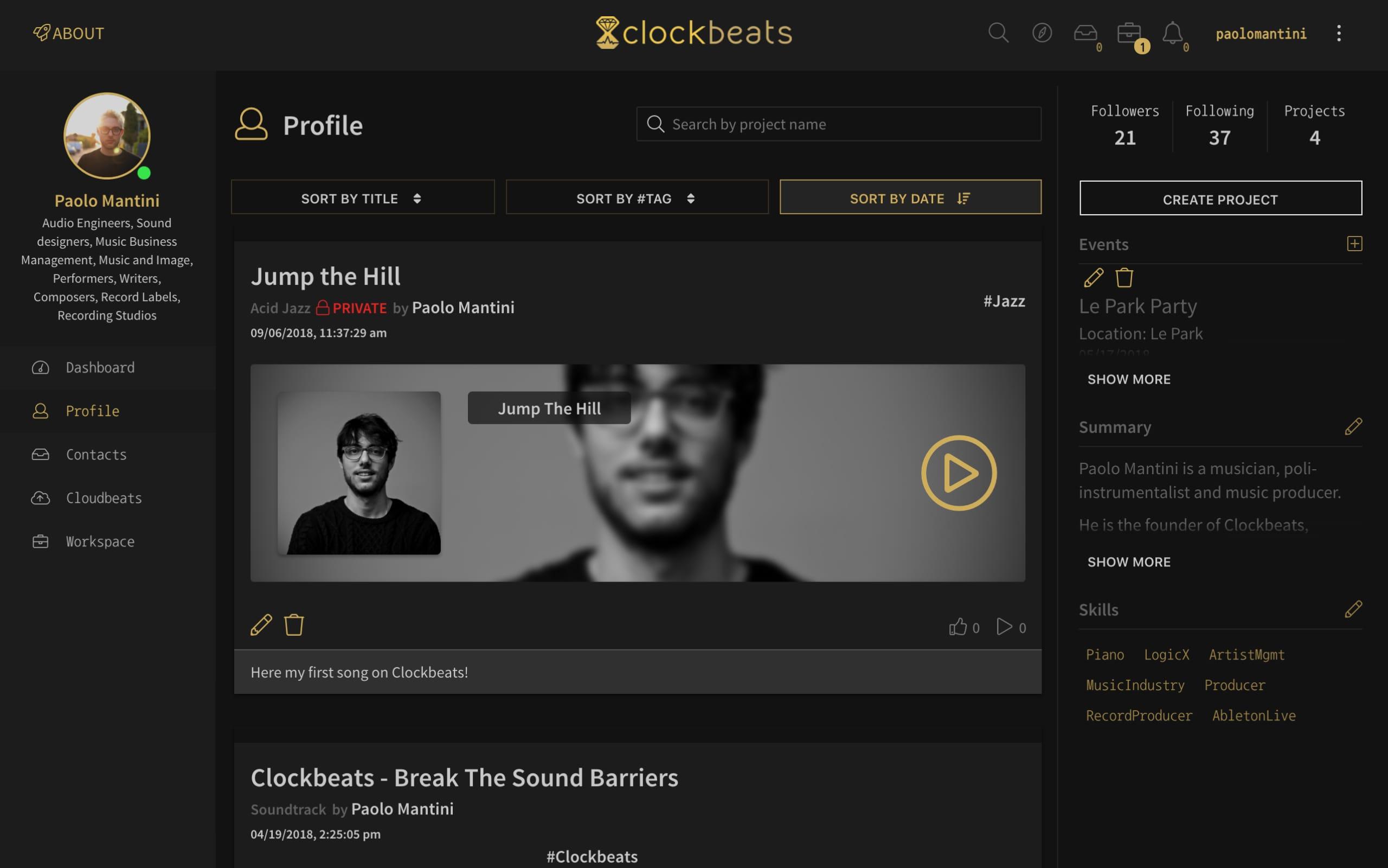 Clockbeats Platform User Interface
