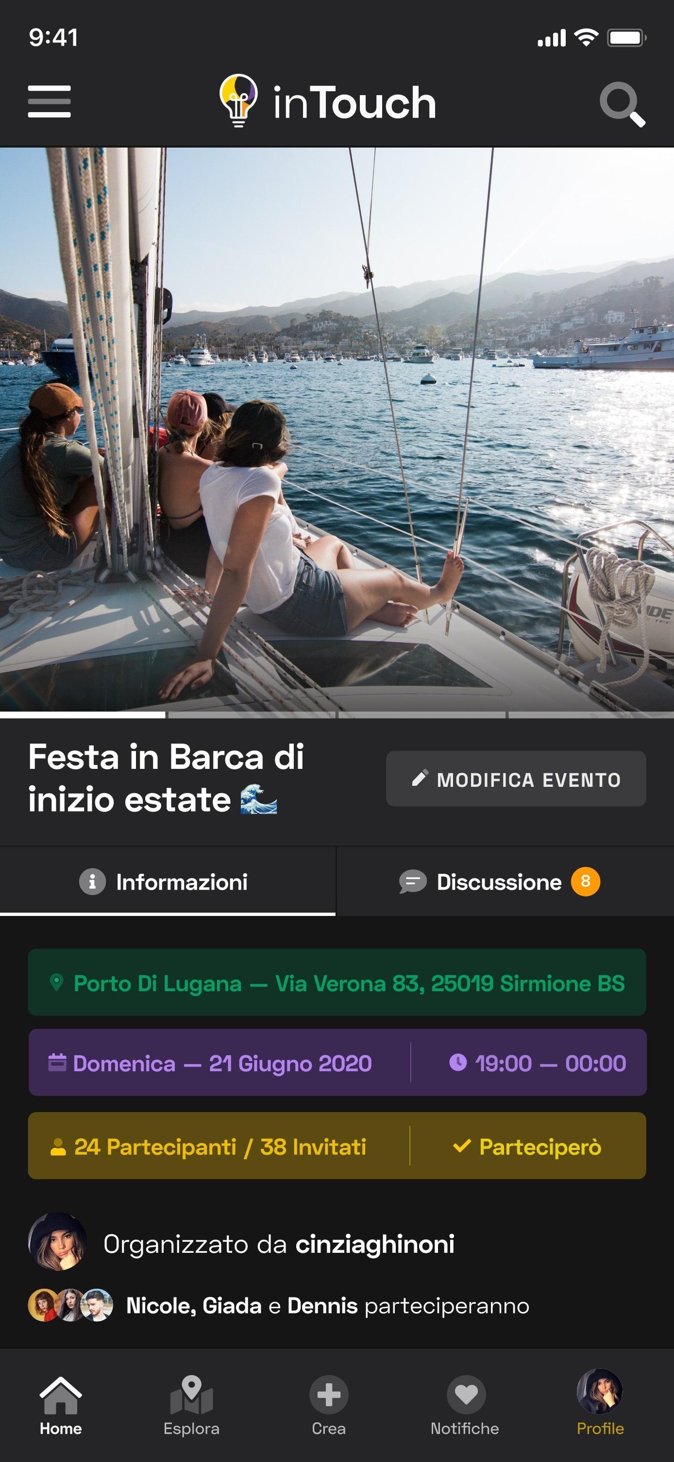 InTouch App UI - Event Detail
