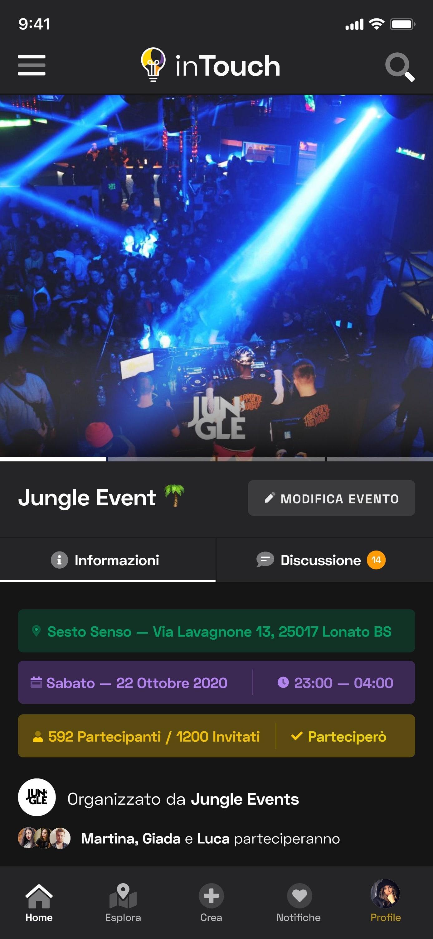 InTouch App UI - Public Event
